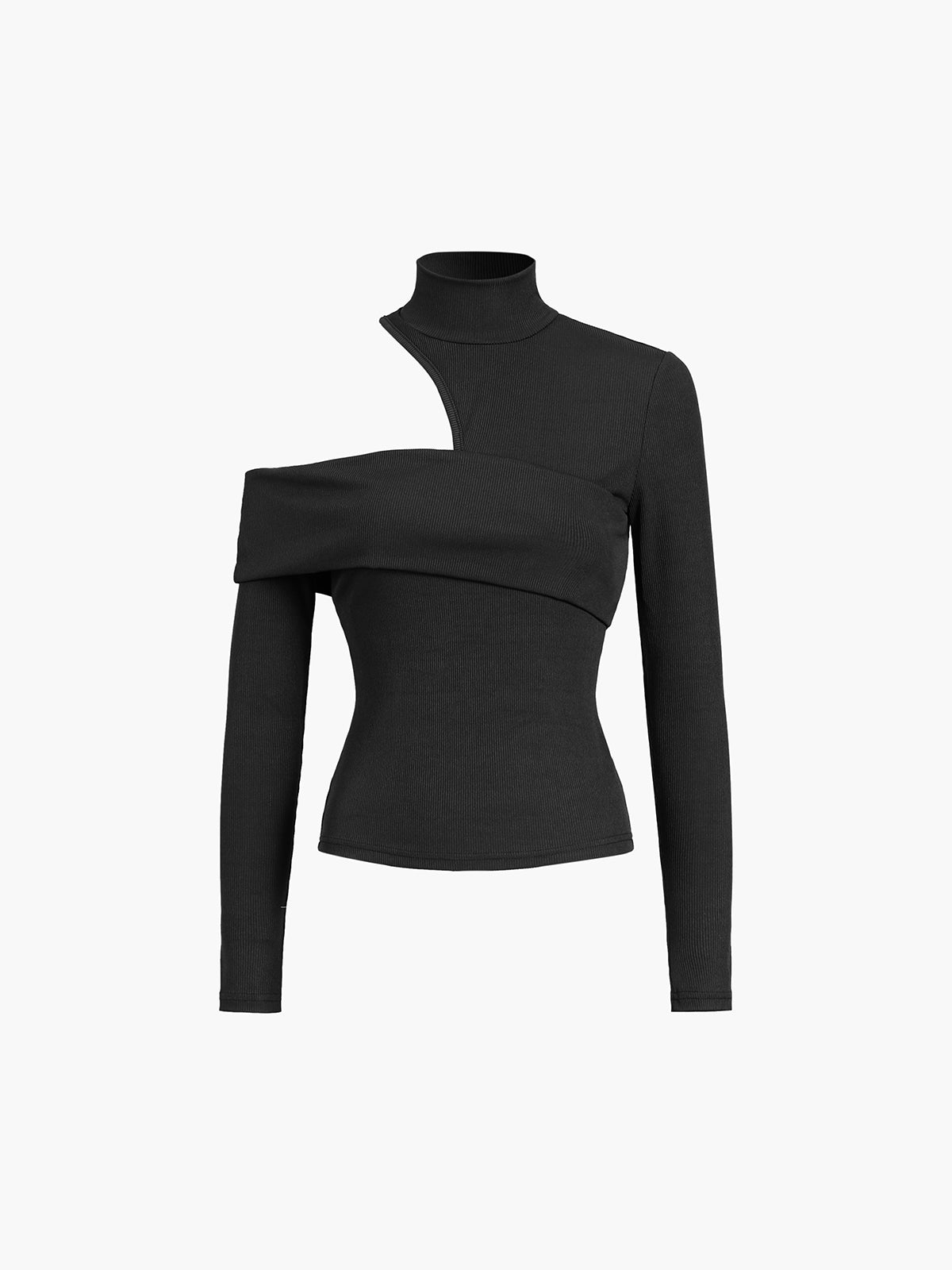 Sculpted Edge Mock Neck Long Sleeve Knit Top