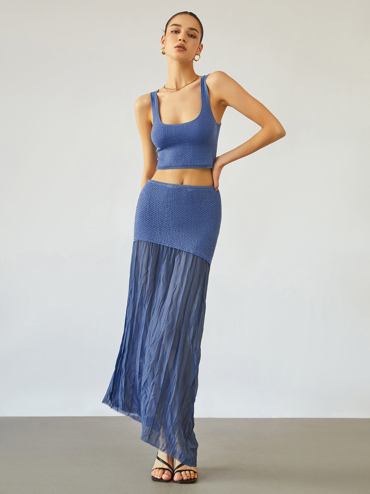 Ocean Wind Patchwork Soft Maxi Skirt