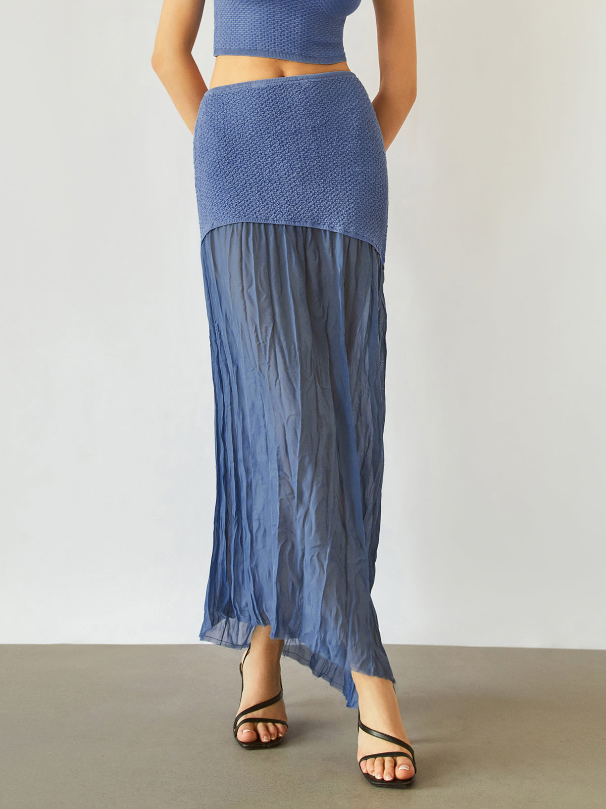 Ocean Wind Patchwork Soft Maxi Skirt