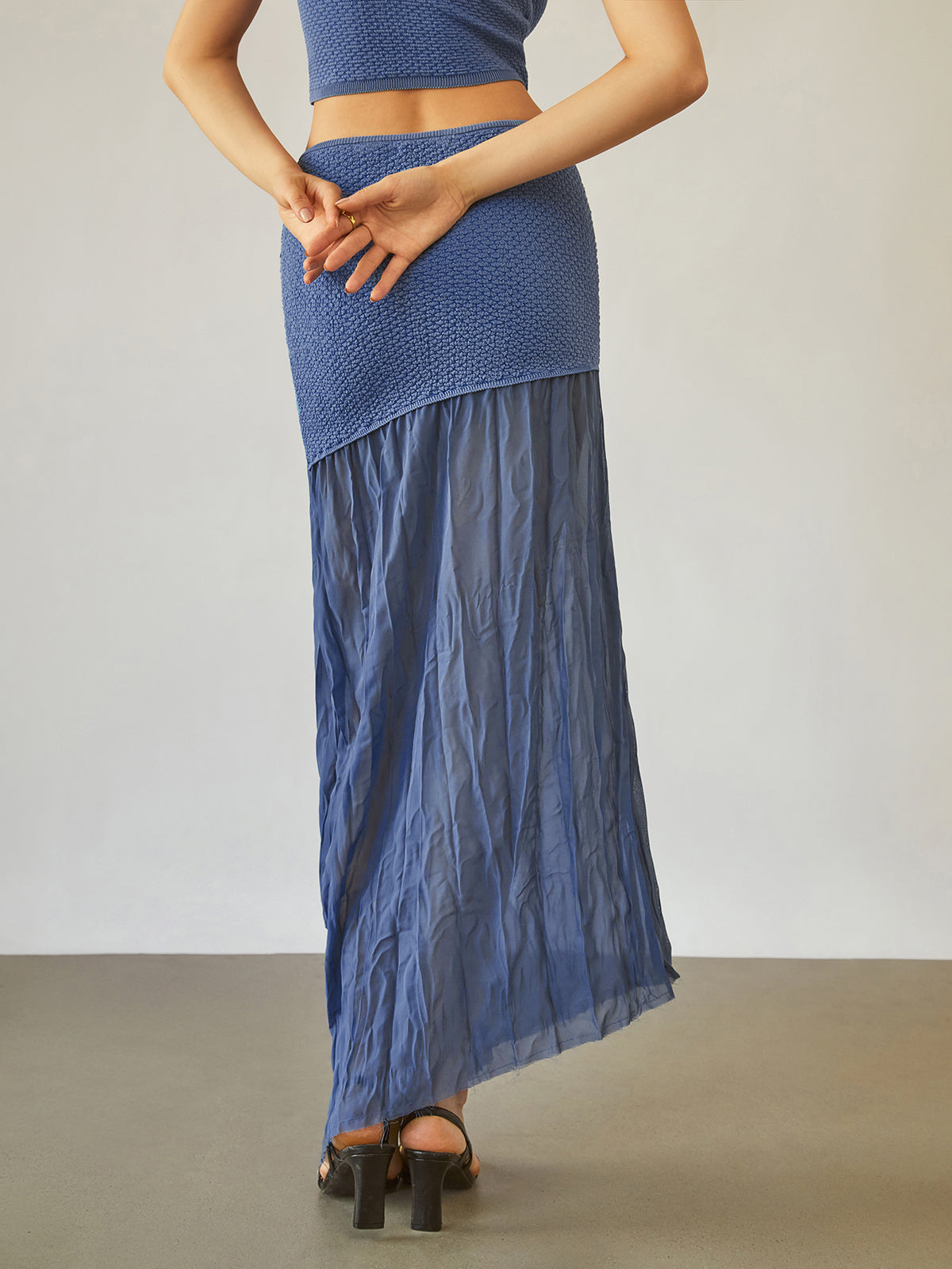 Ocean Wind Patchwork Soft Maxi Skirt