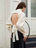 Knotted Up Tie Back Mock Neck Sweater