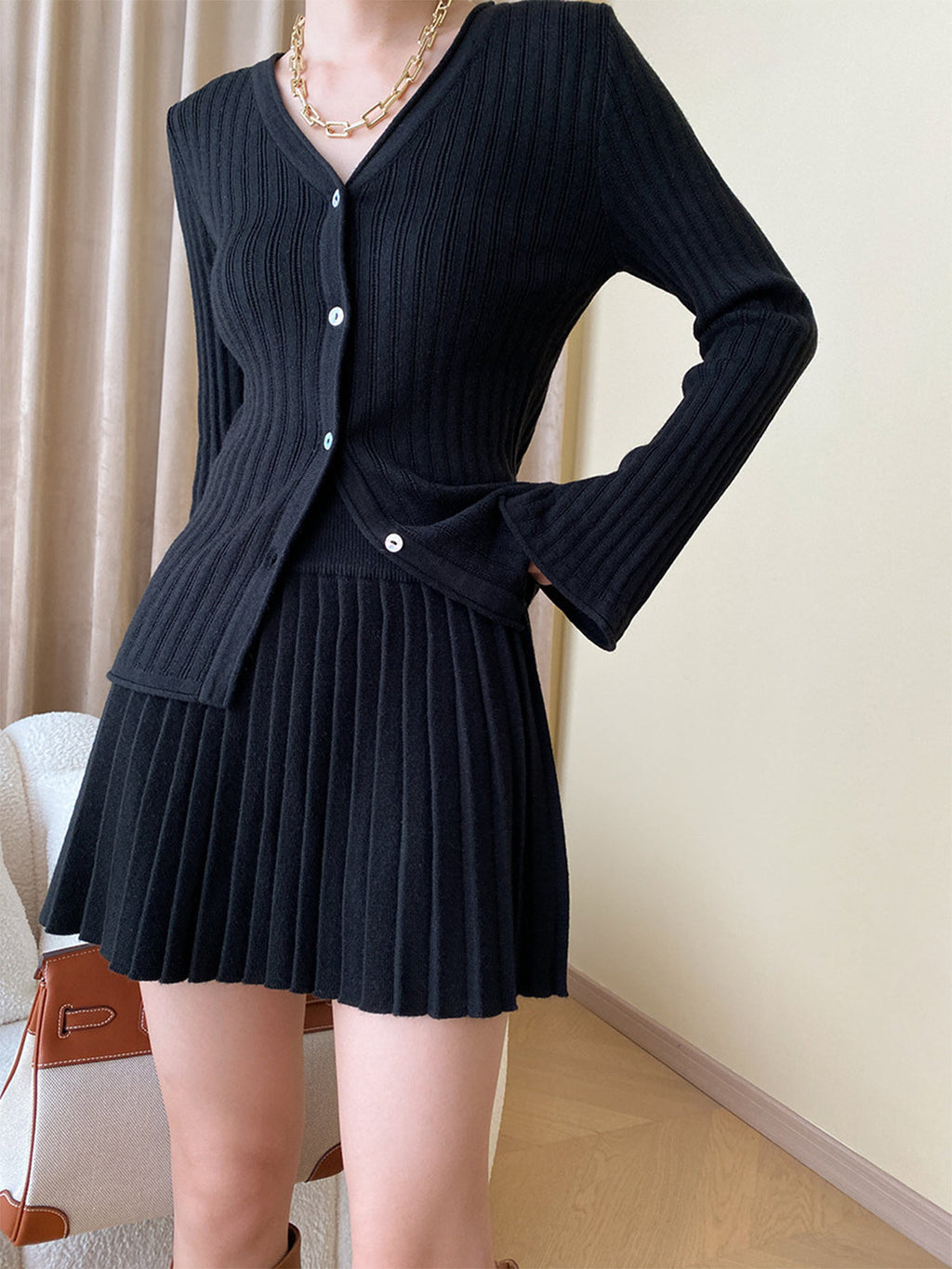Sundaze Long Sleeve Two Piece Skirt Set