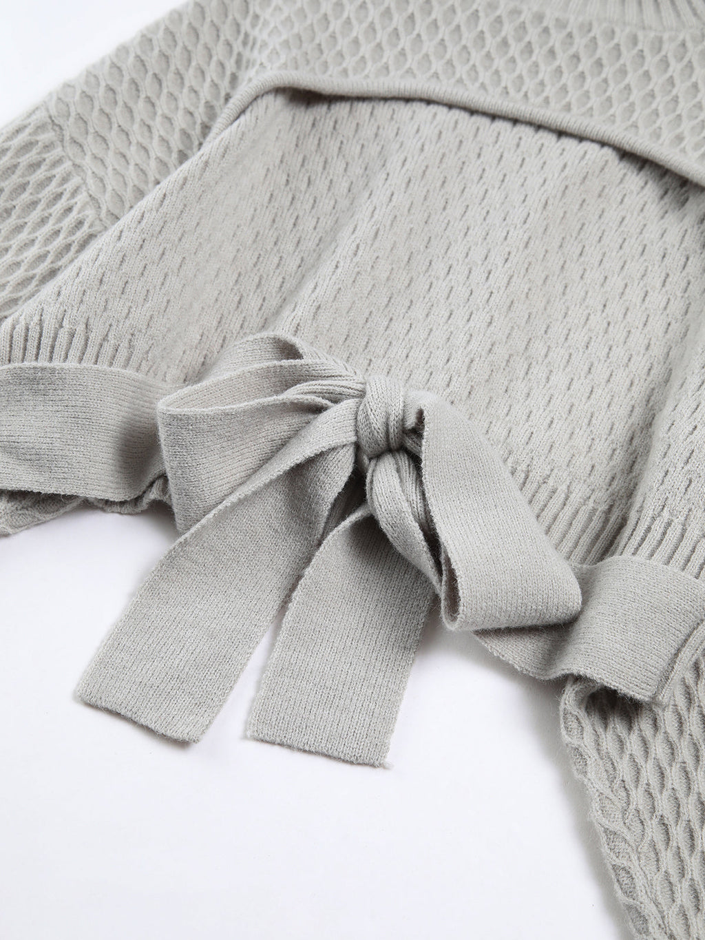 Knotted Up Tie Back Mock Neck Sweater