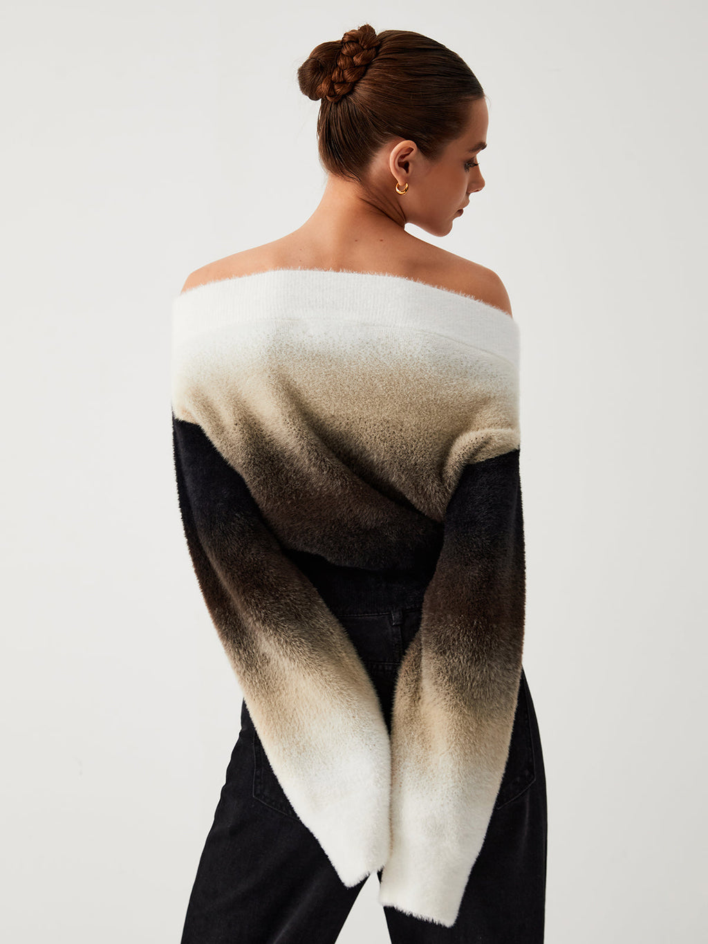 It Girl Fuzzy Off-Shoulder Crop Sweater