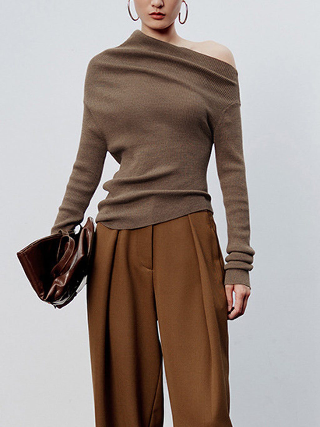 Golden Hour Chic Neckline Long Sleeve Knit Top