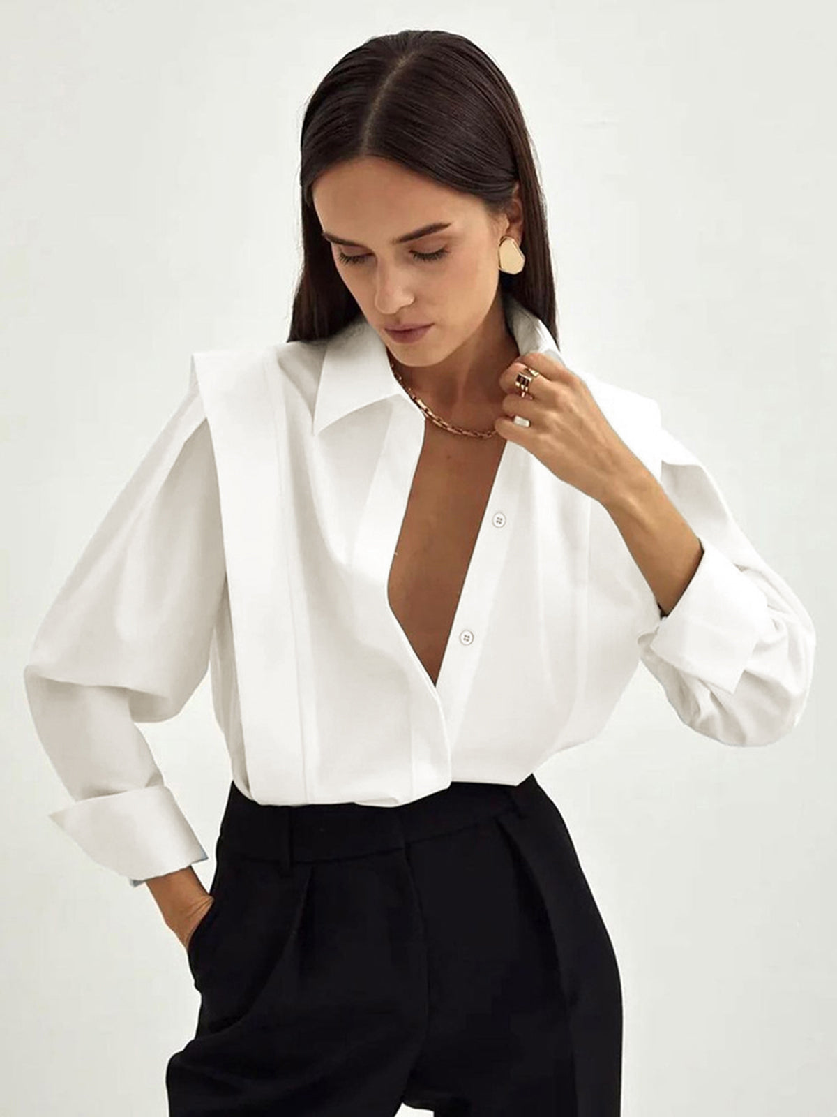 Ava Oversized Classic Button Down Cotton Shirt