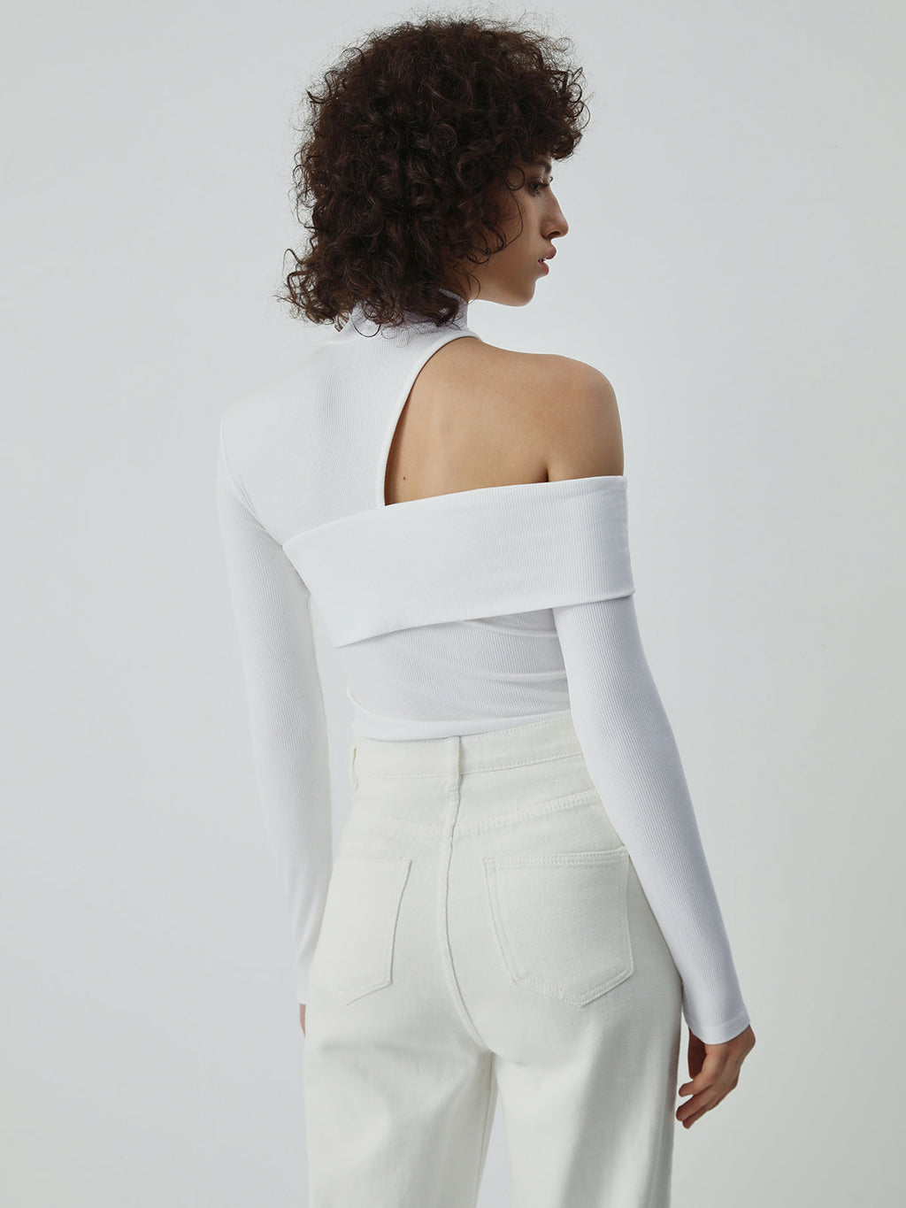 Sculpted Edge Mock Neck Long Sleeve Knit Top