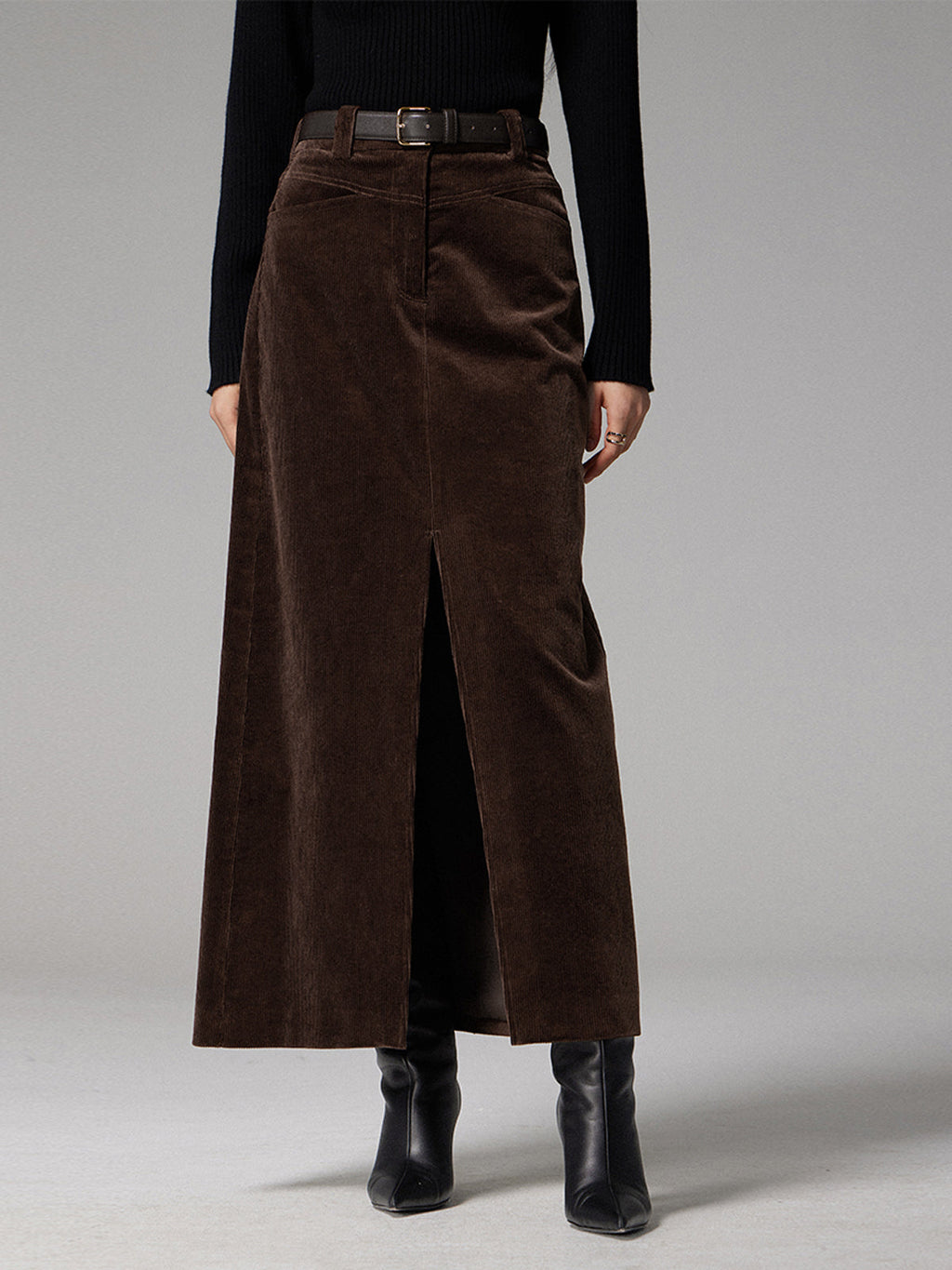 The Cord Corduroy Slit Maxi Skirt With Pockets