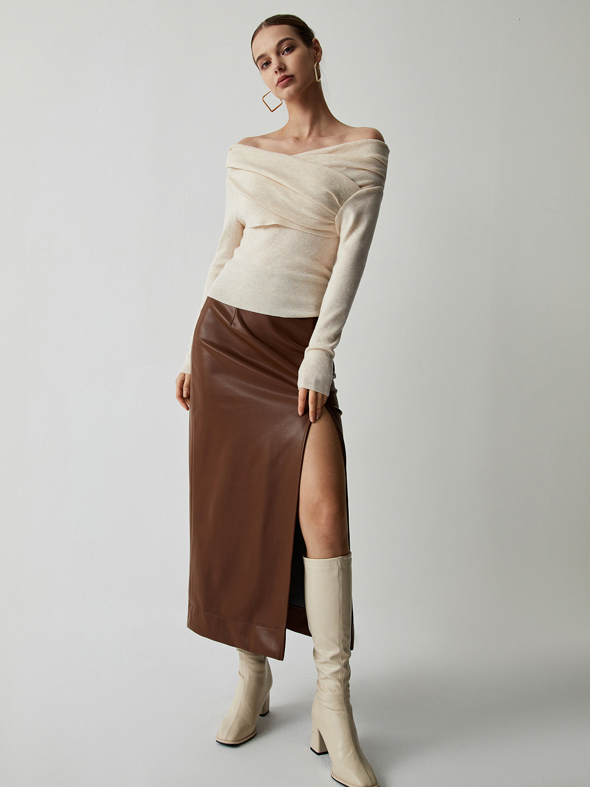Golden Days Off Shoulder Knit Top
