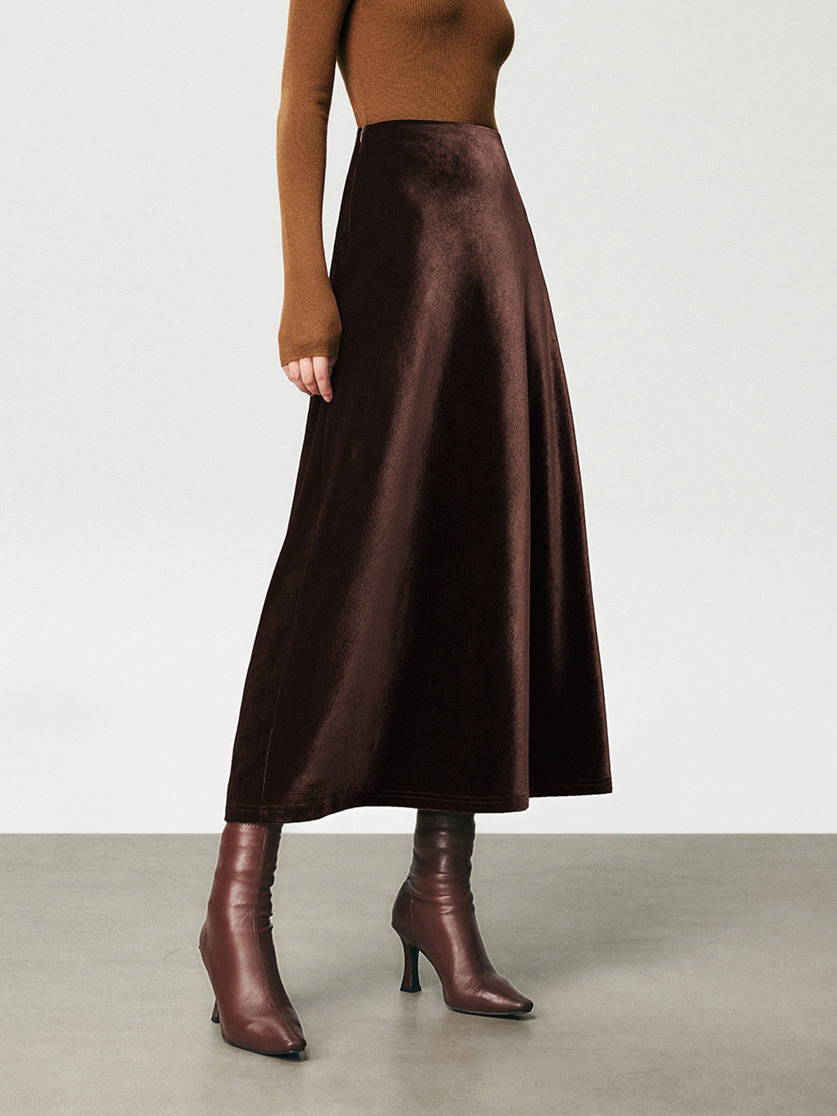 Velvet Reign High-Waist Maxi Skirt