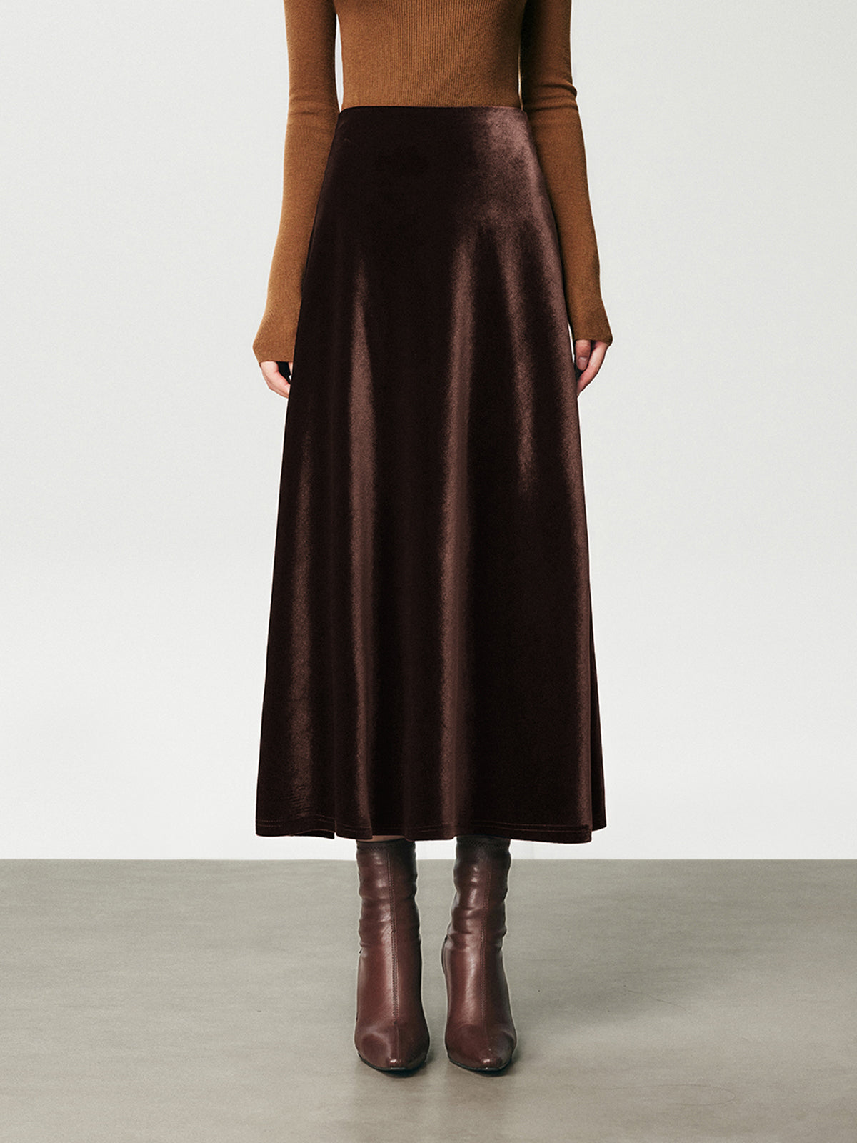 Velvet Reign High-Waist Maxi Skirt