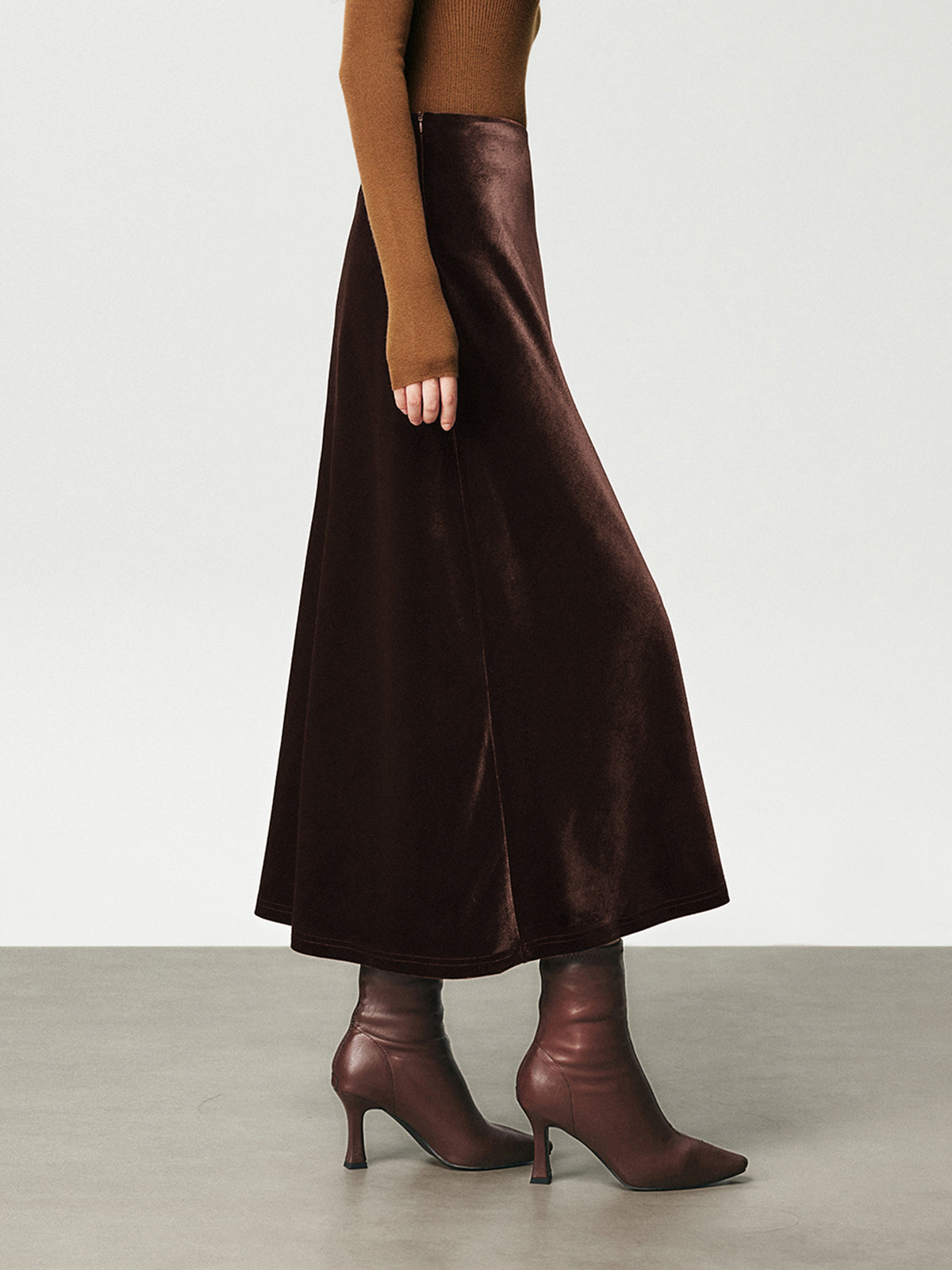 Velvet Reign High-Waist Maxi Skirt