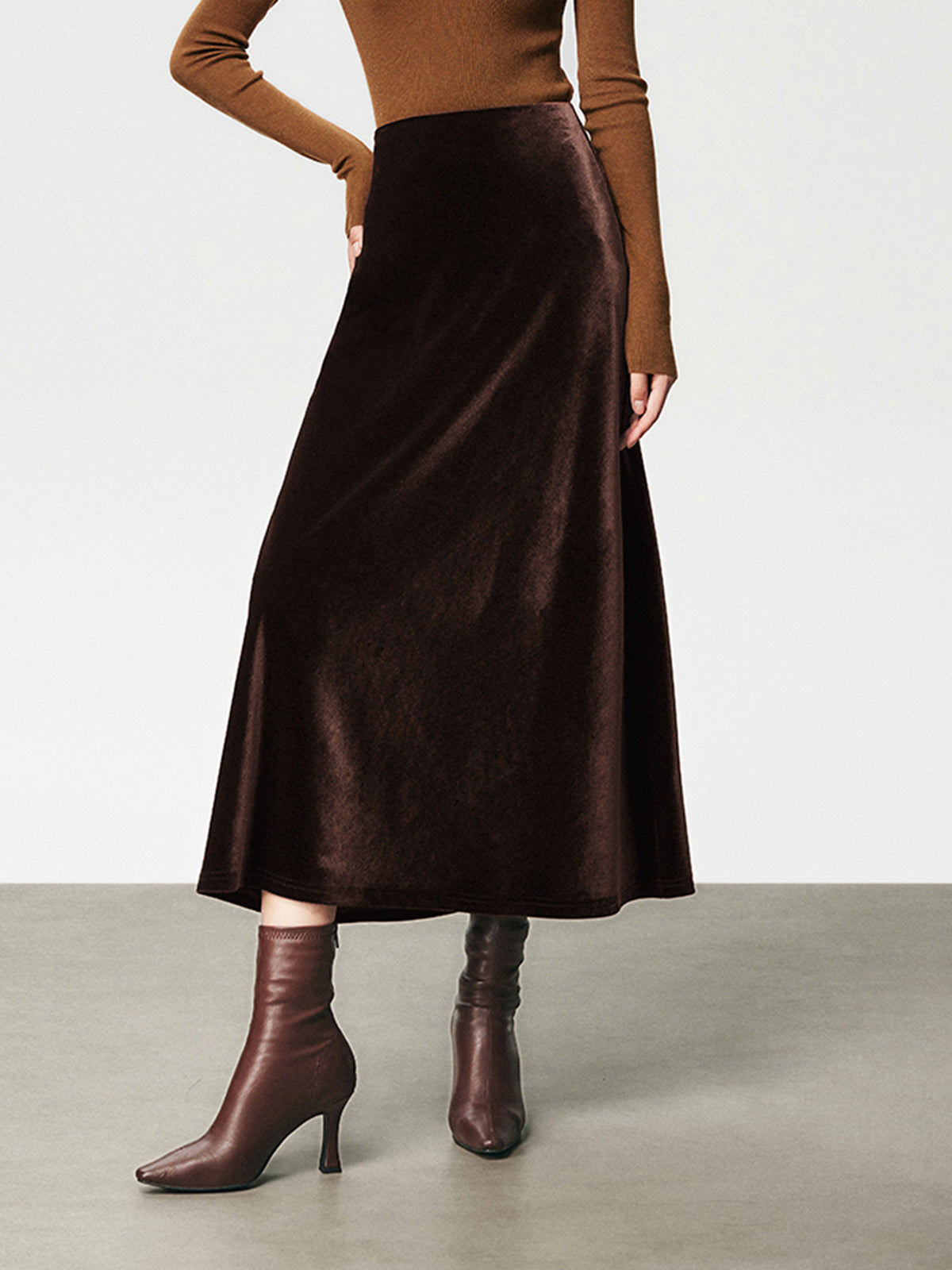 Velvet Reign High-Waist Maxi Skirt