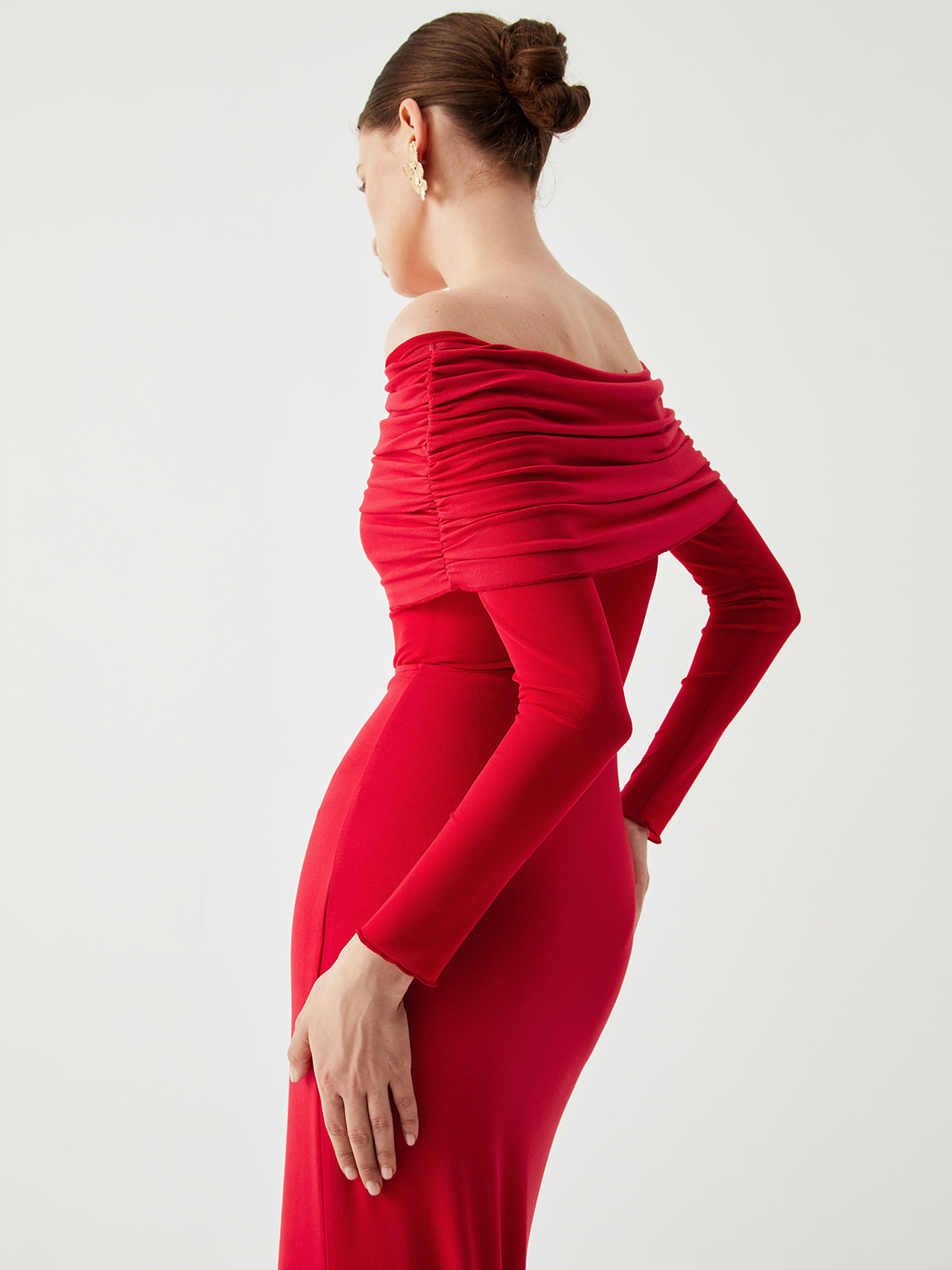 Her Choice Off-Shoulder Long Sleeve Maxi Dress