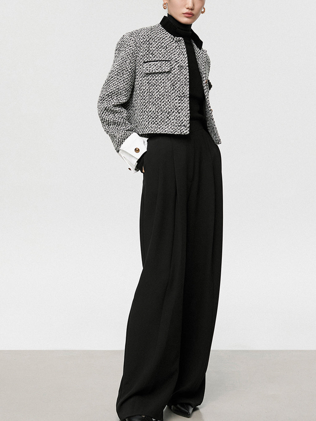 Hers Bouclé Crop Tweed Blazer