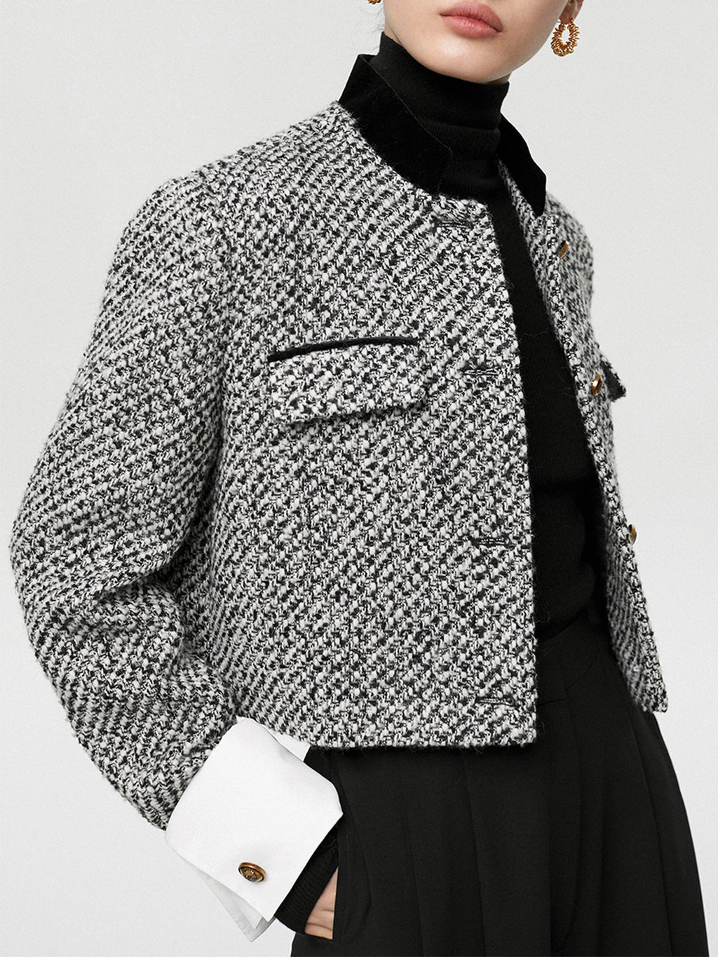 Hers Bouclé Crop Tweed Blazer