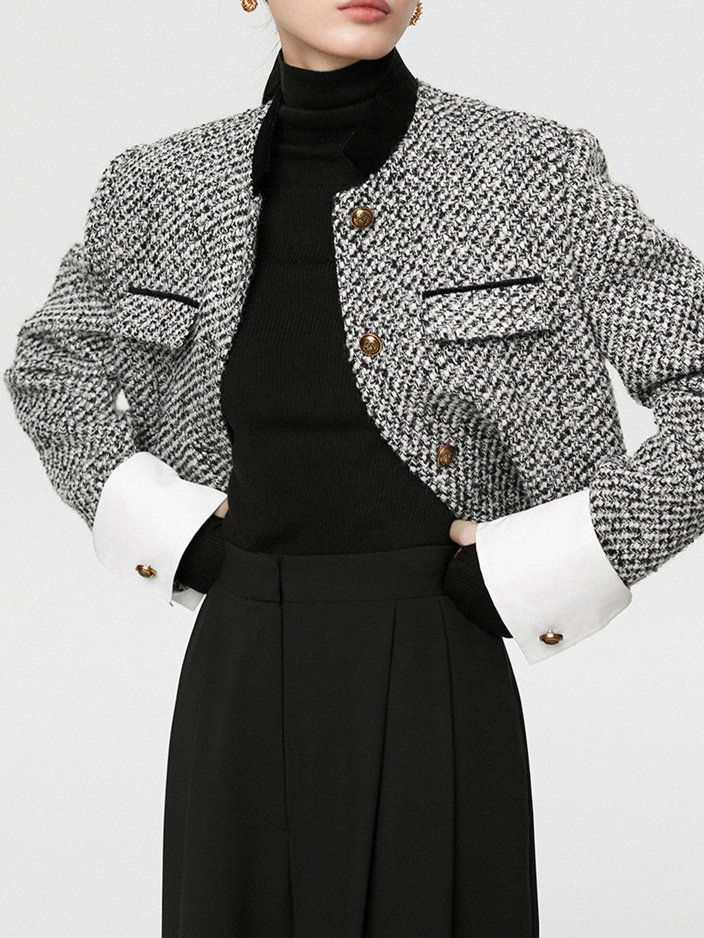 Hers Bouclé Crop Tweed Blazer
