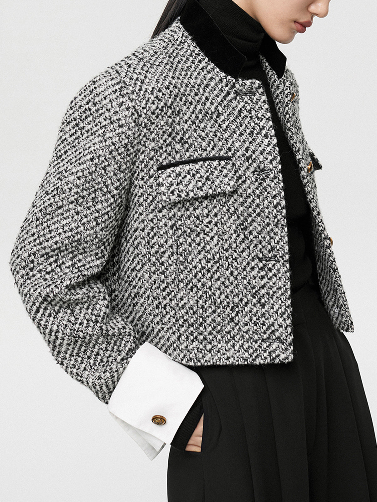 Hers Bouclé Crop Tweed Blazer