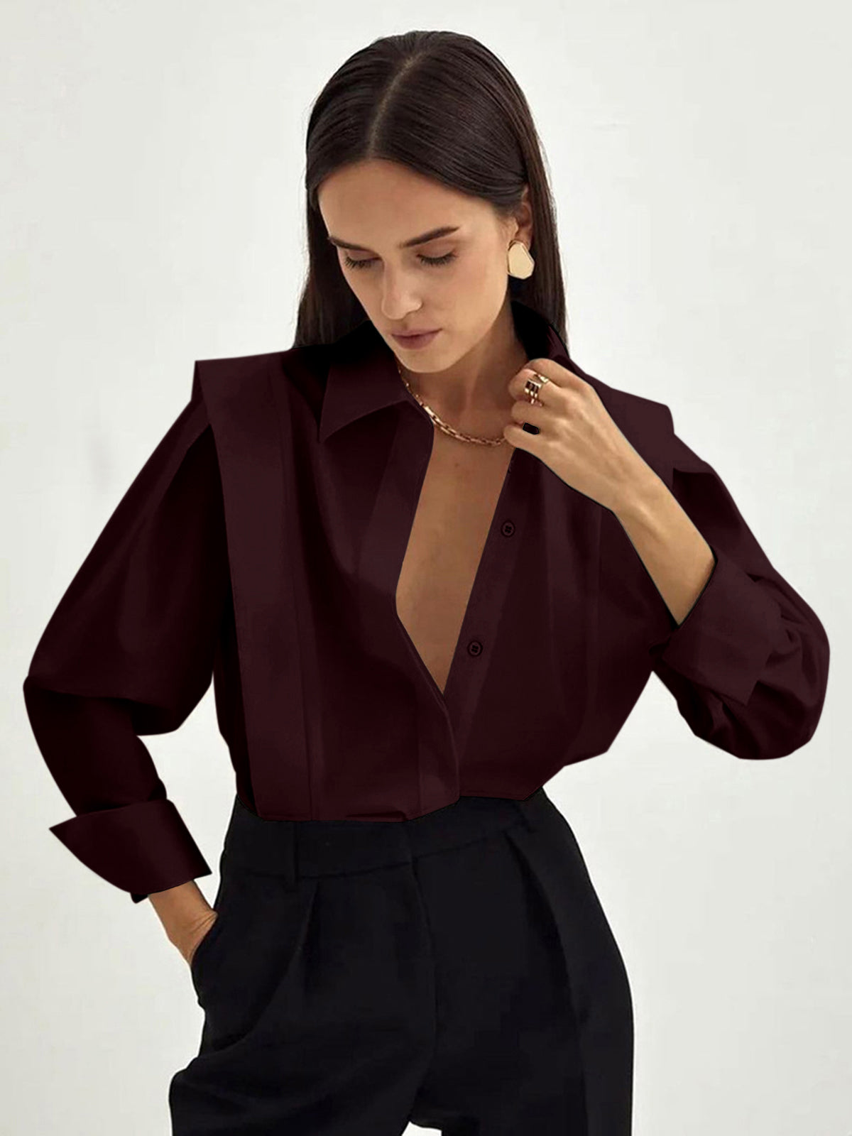 Ava Oversized Classic Button Down Cotton Shirt