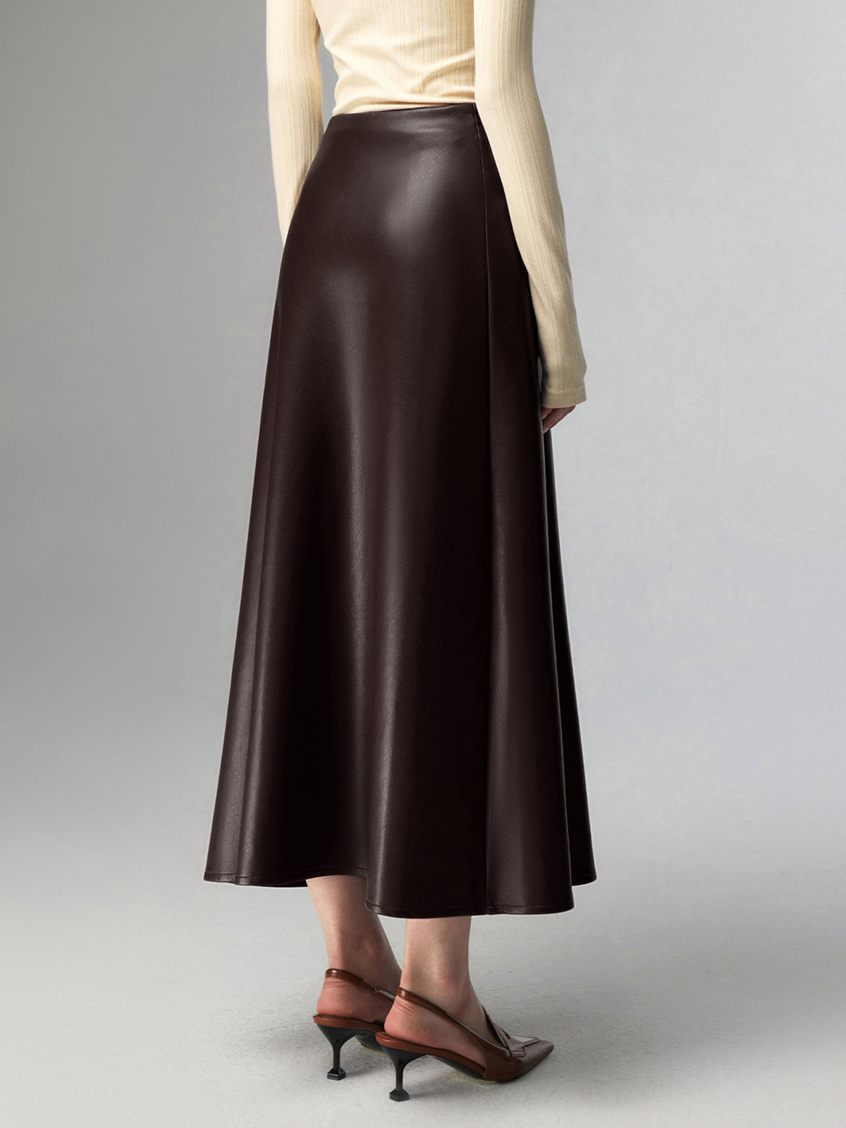 After Dark Faux Leather Midi Skirt