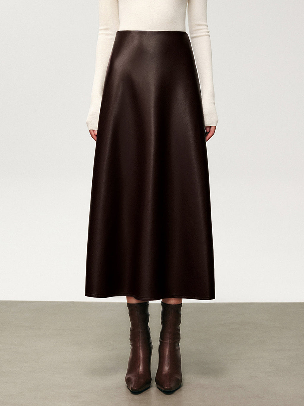 After Dark Faux Leather Midi Skirt