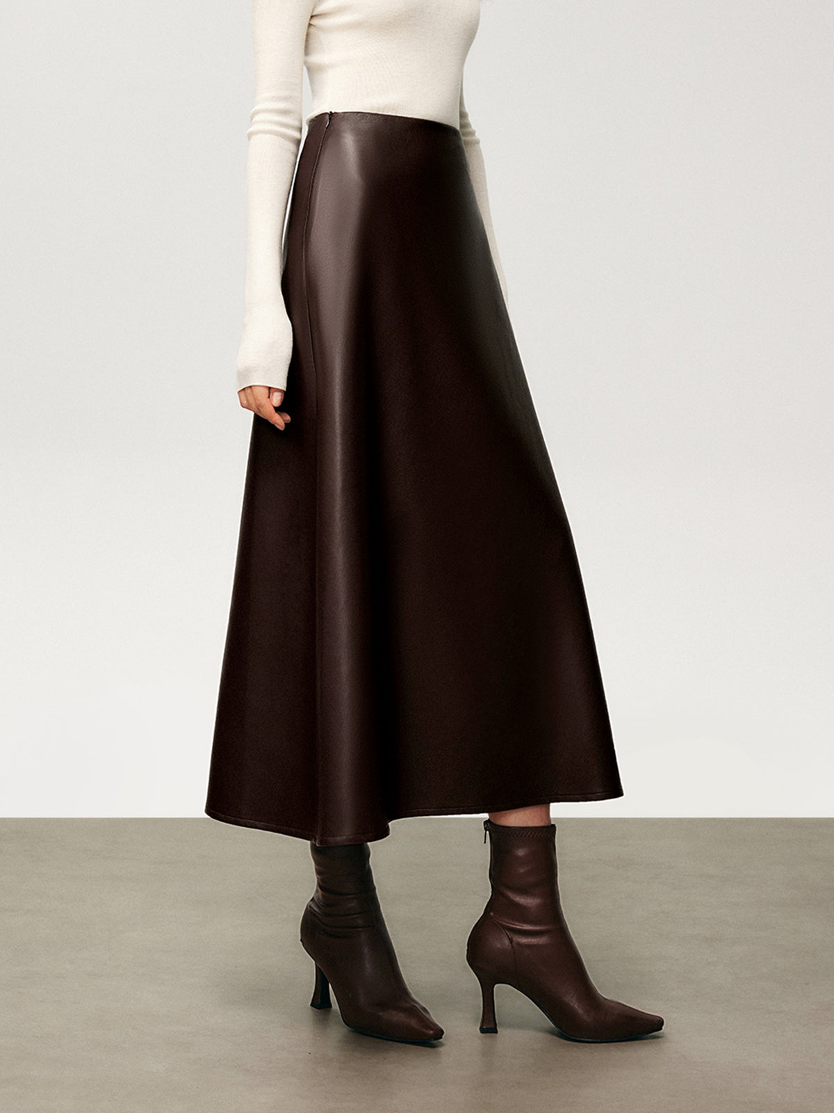 After Dark Faux Leather Midi Skirt