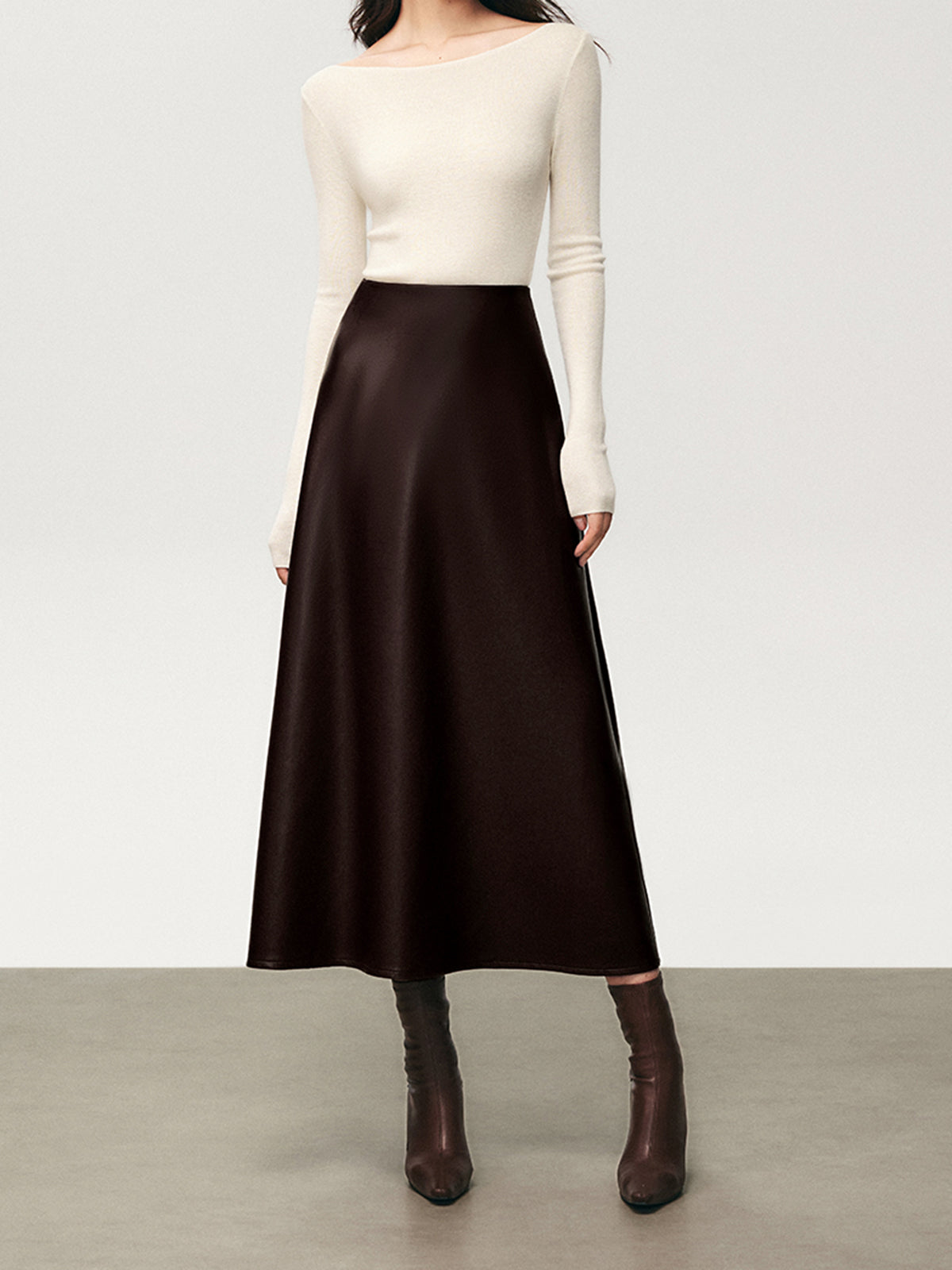 After Dark Faux Leather Midi Skirt