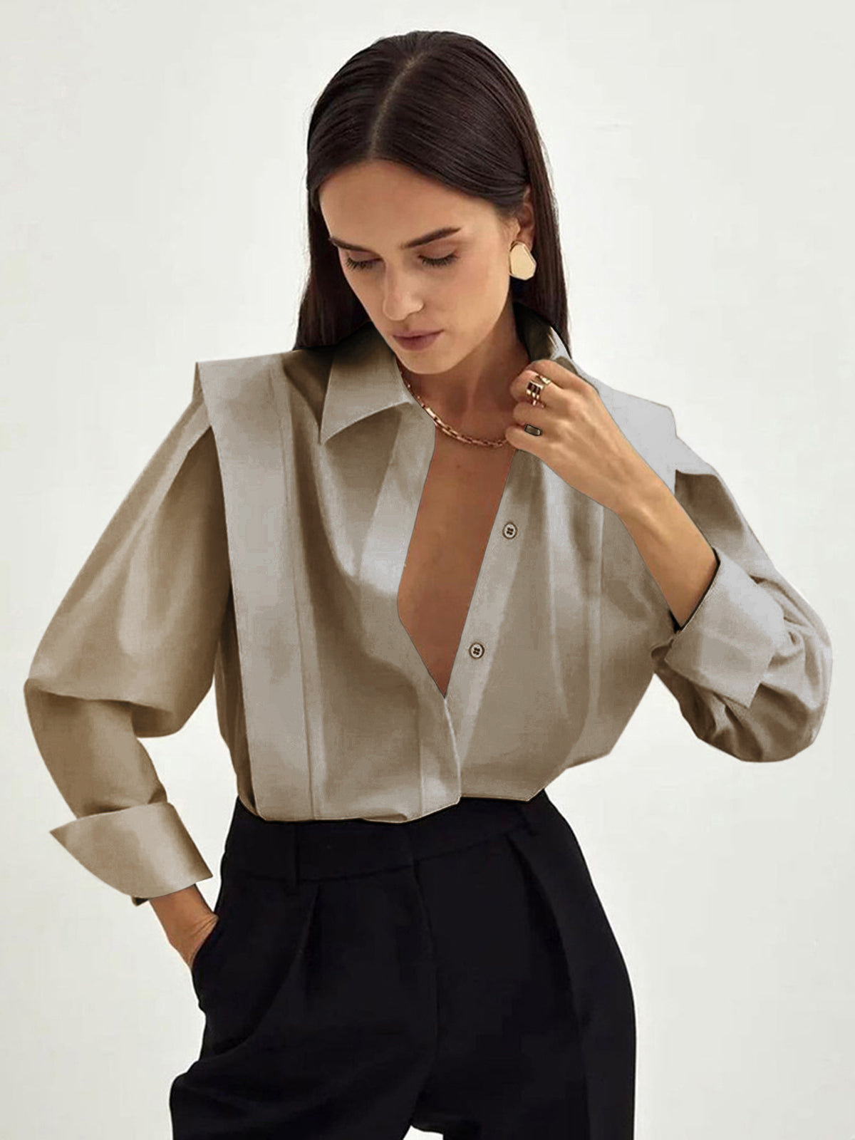 Ava Oversized Classic Button Down Cotton Shirt
