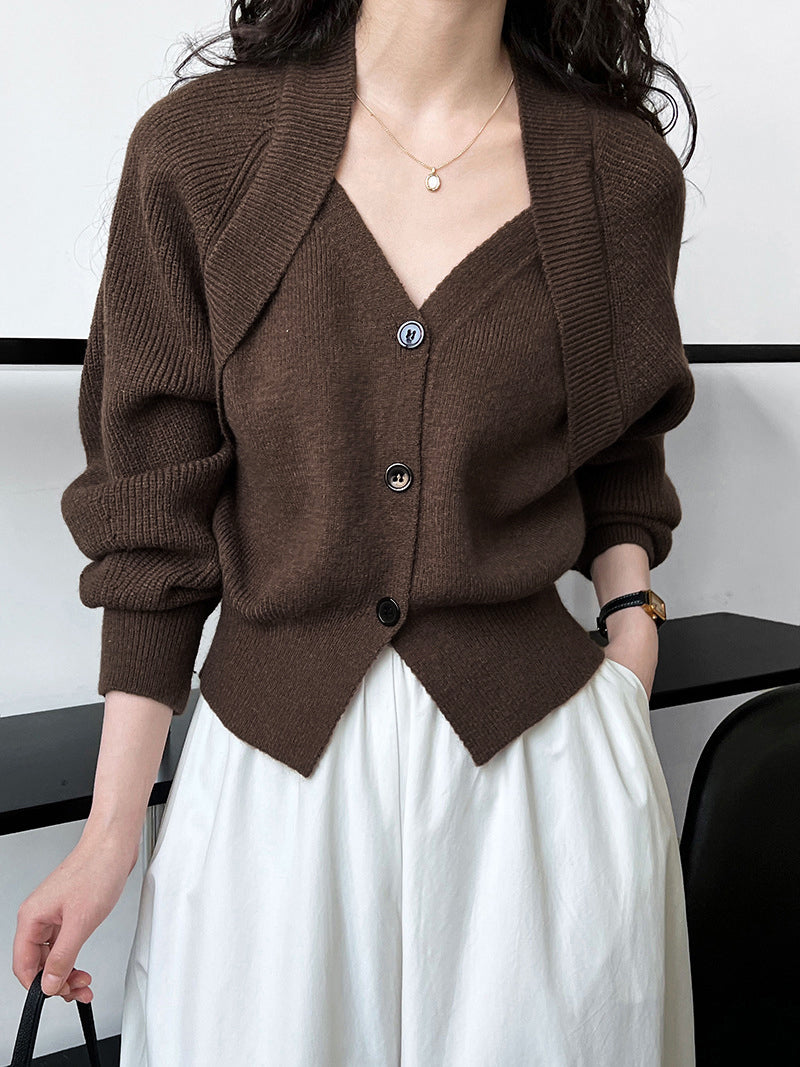 Parlay Patchwork V-Neck Button Sweater