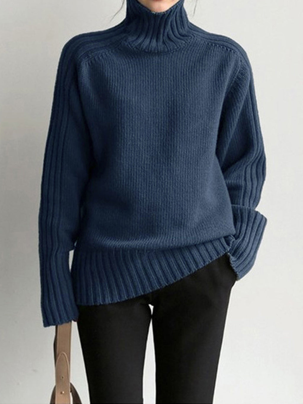 Warm Embrace Solid High Neck Knit Sweater