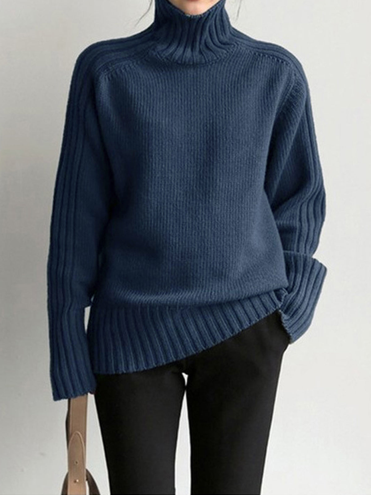 Warm Embrace Solid High Neck Knit Sweater