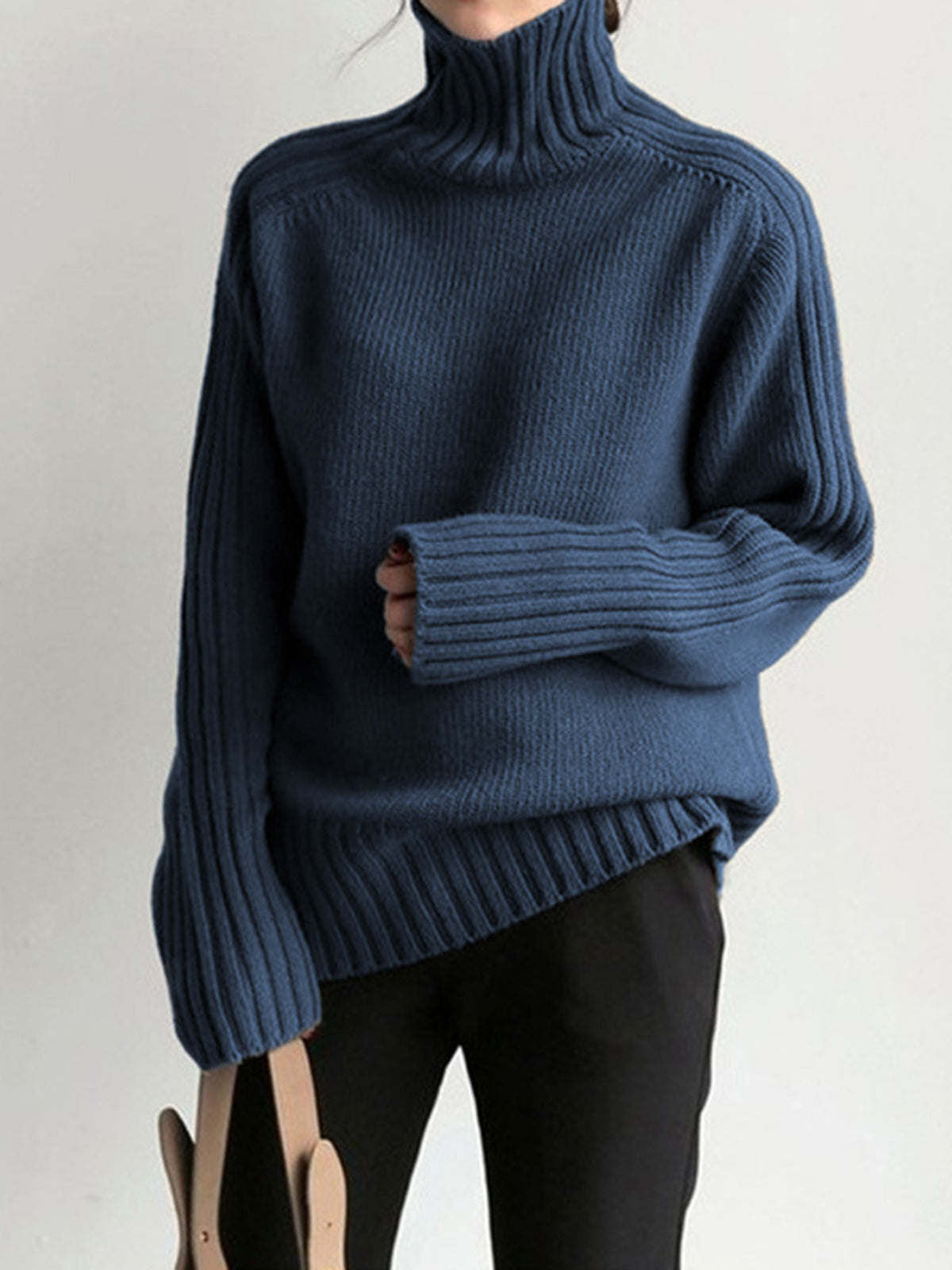 Warm Embrace Solid High Neck Knit Sweater