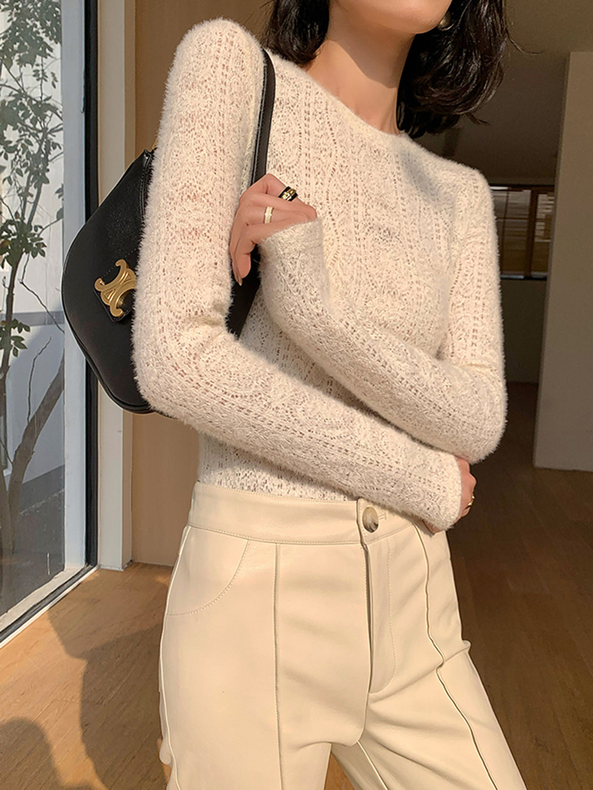Garden Knit Floral Hollow Long Sleeve