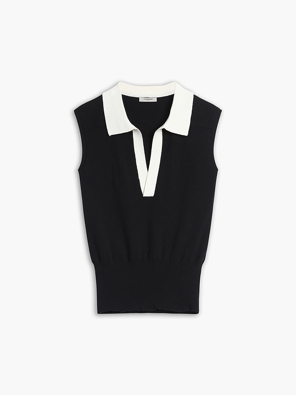 Classy Couture Contrast V-Neck Knit Sweater Vest