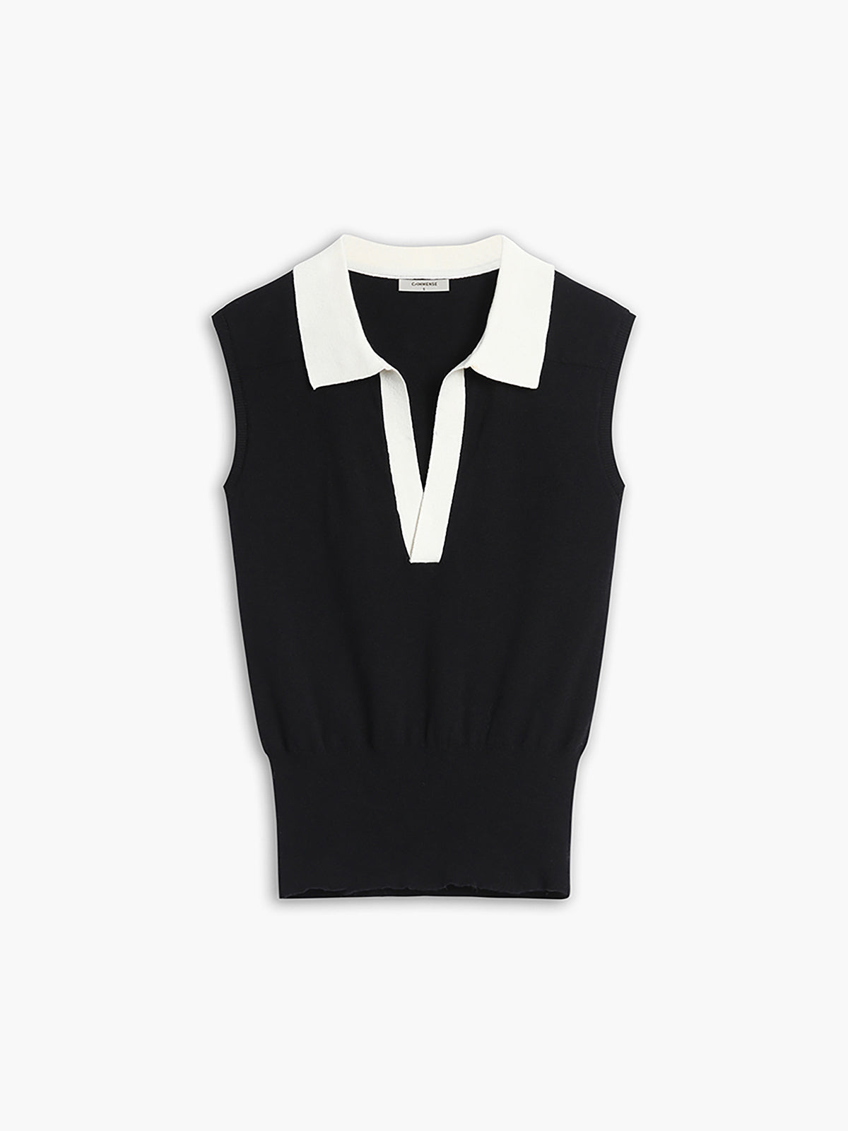 Classy Couture Contrast V-Neck Knit Sweater Vest