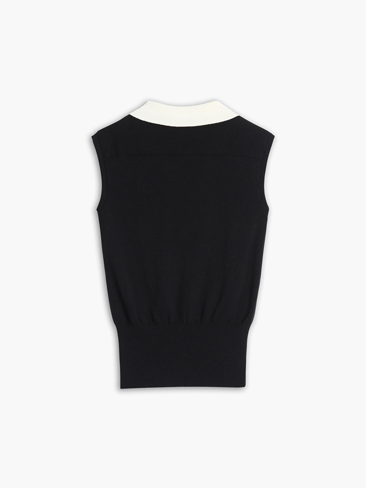 Classy Couture Contrast V-Neck Knit Sweater Vest
