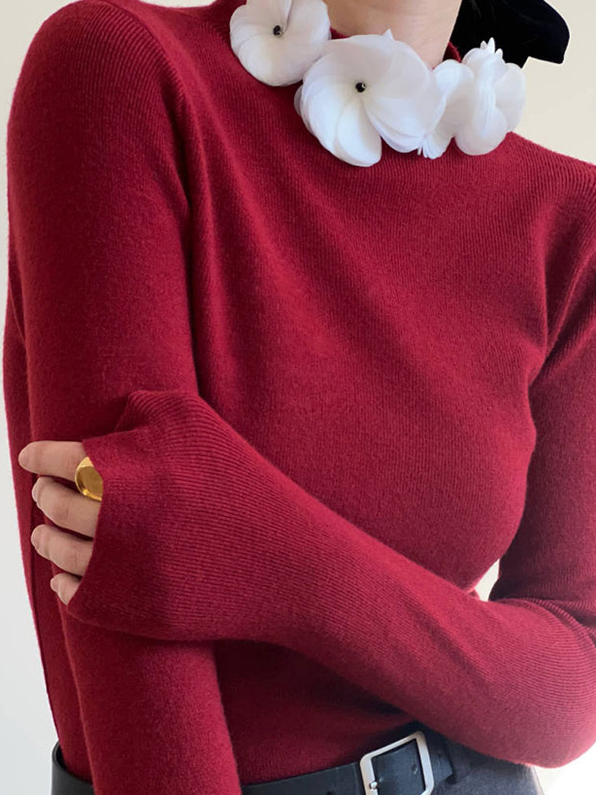 Floral Knit Fantasy Long Sleeve Knit Top