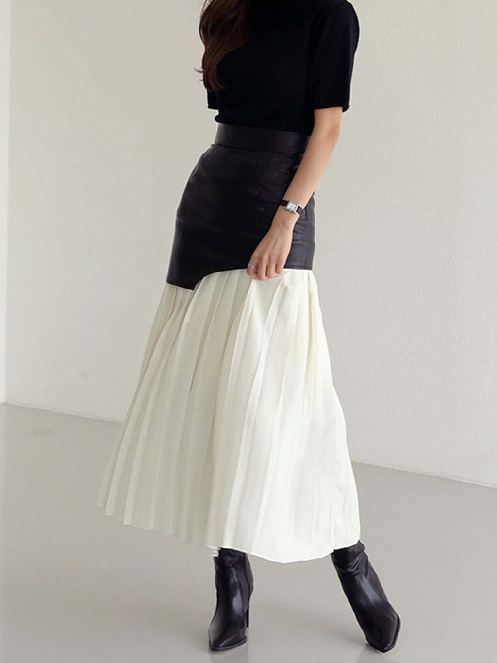Dubai Dreams Faux Leather Pleated Maxi Skirt