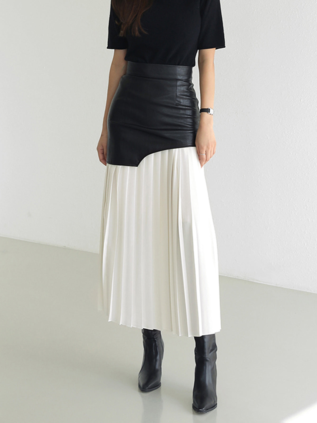 Dubai Dreams Faux Leather Pleated Maxi Skirt