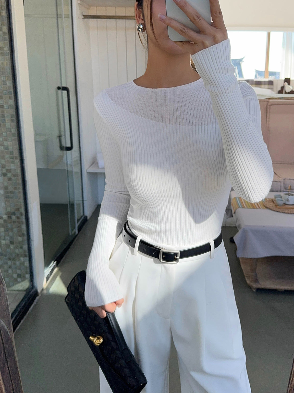 Alice Ribbed Crew Neck Knit Top
