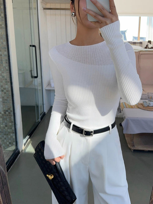 Alice Ribbed Crew Neck Knit Top