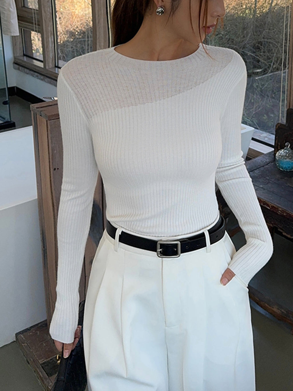 Alice Ribbed Crew Neck Knit Top
