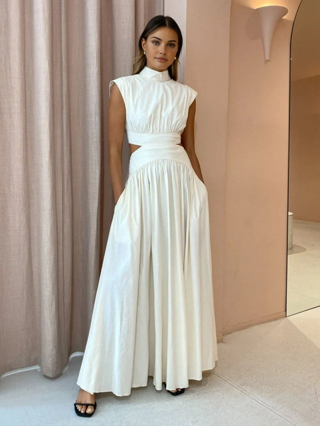 Ellie Mock Neck Comfortable Long Dress