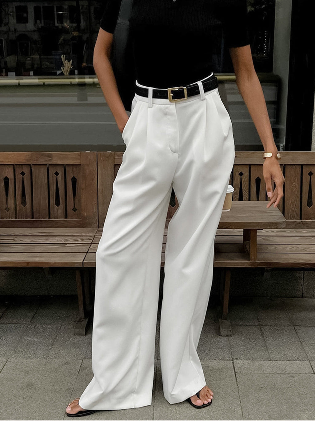Classic Chic Solid Wide-Leg Pants