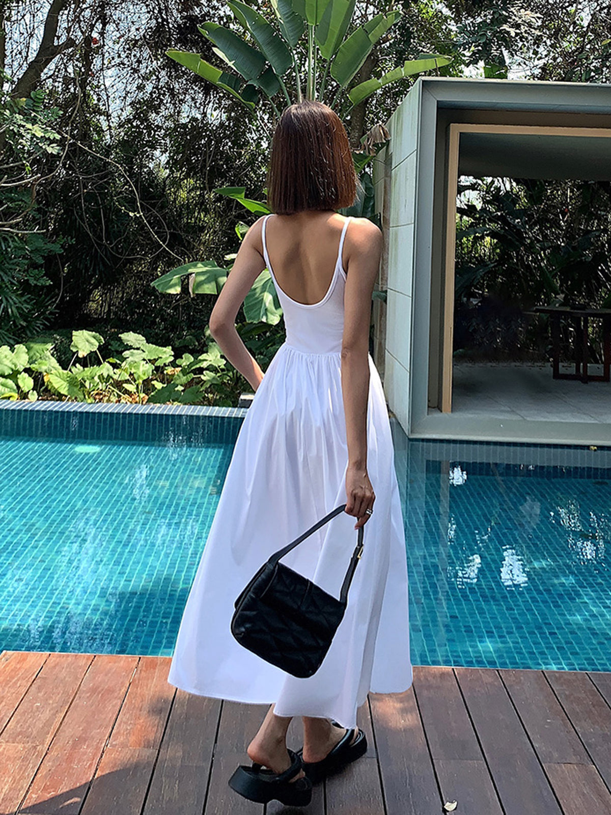 Charm Patchwork Cotton Cami Midi Dress