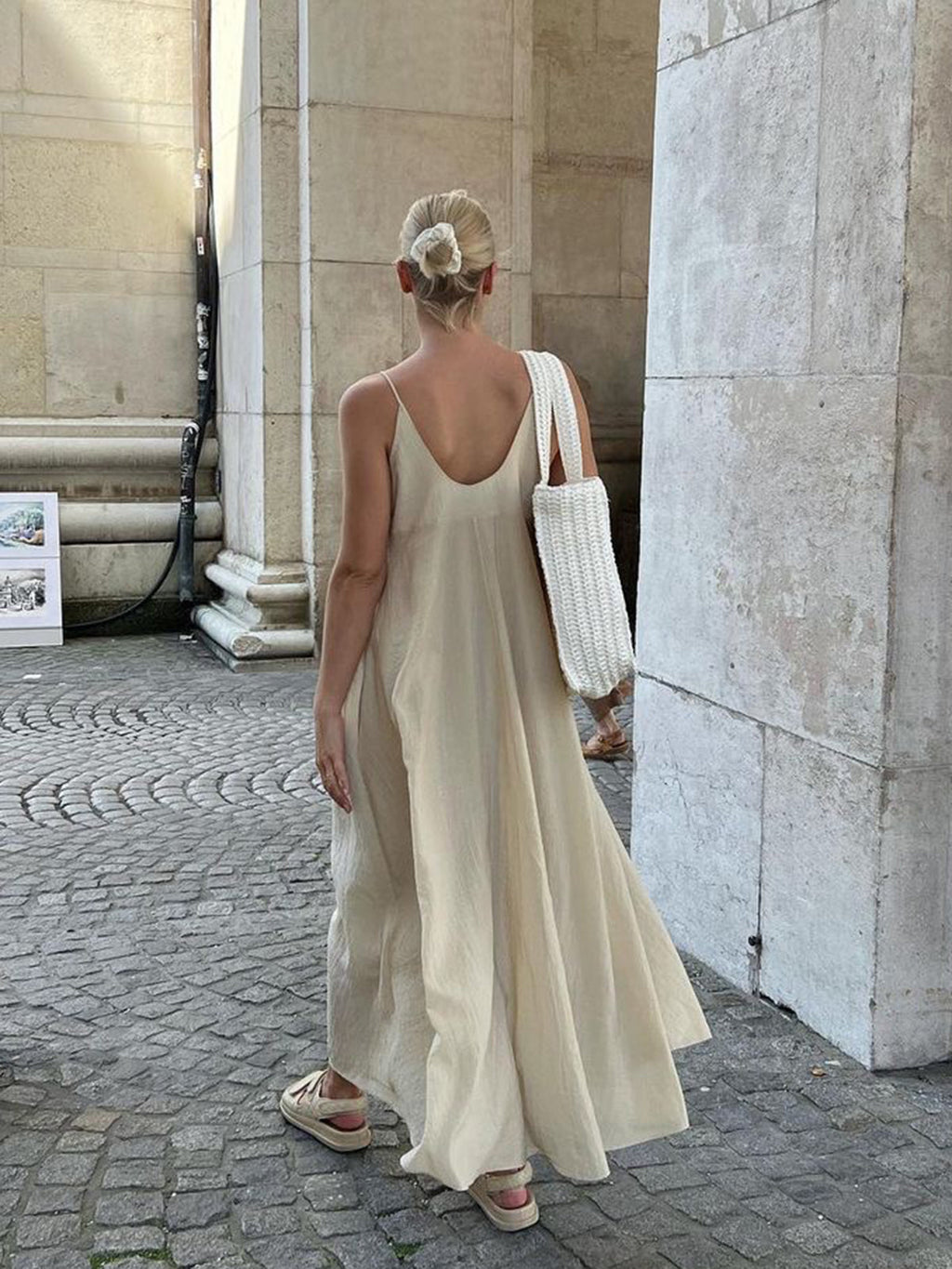 Luxe Double Layer V-Neck Long Dress