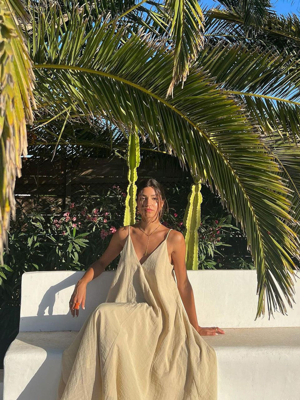 Luxe Double Layer V-Neck Long Dress