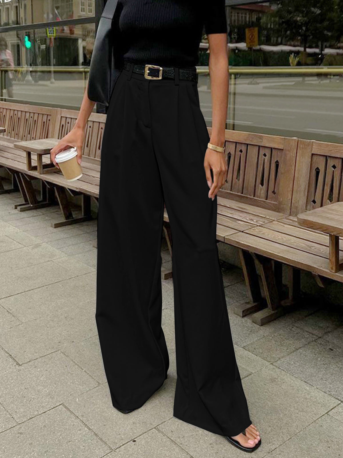 Classic Chic Solid Wide-Leg Pants