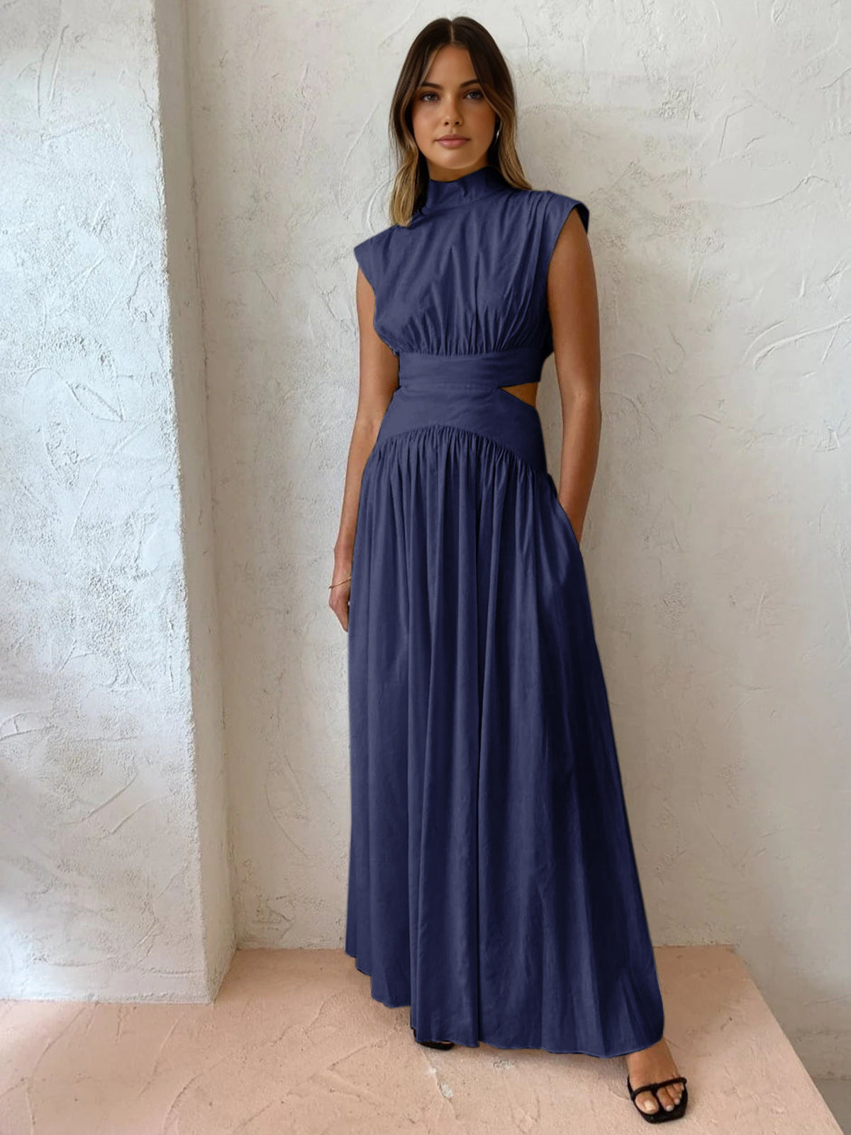 Ellie Mock Neck Comfortable Long Dress