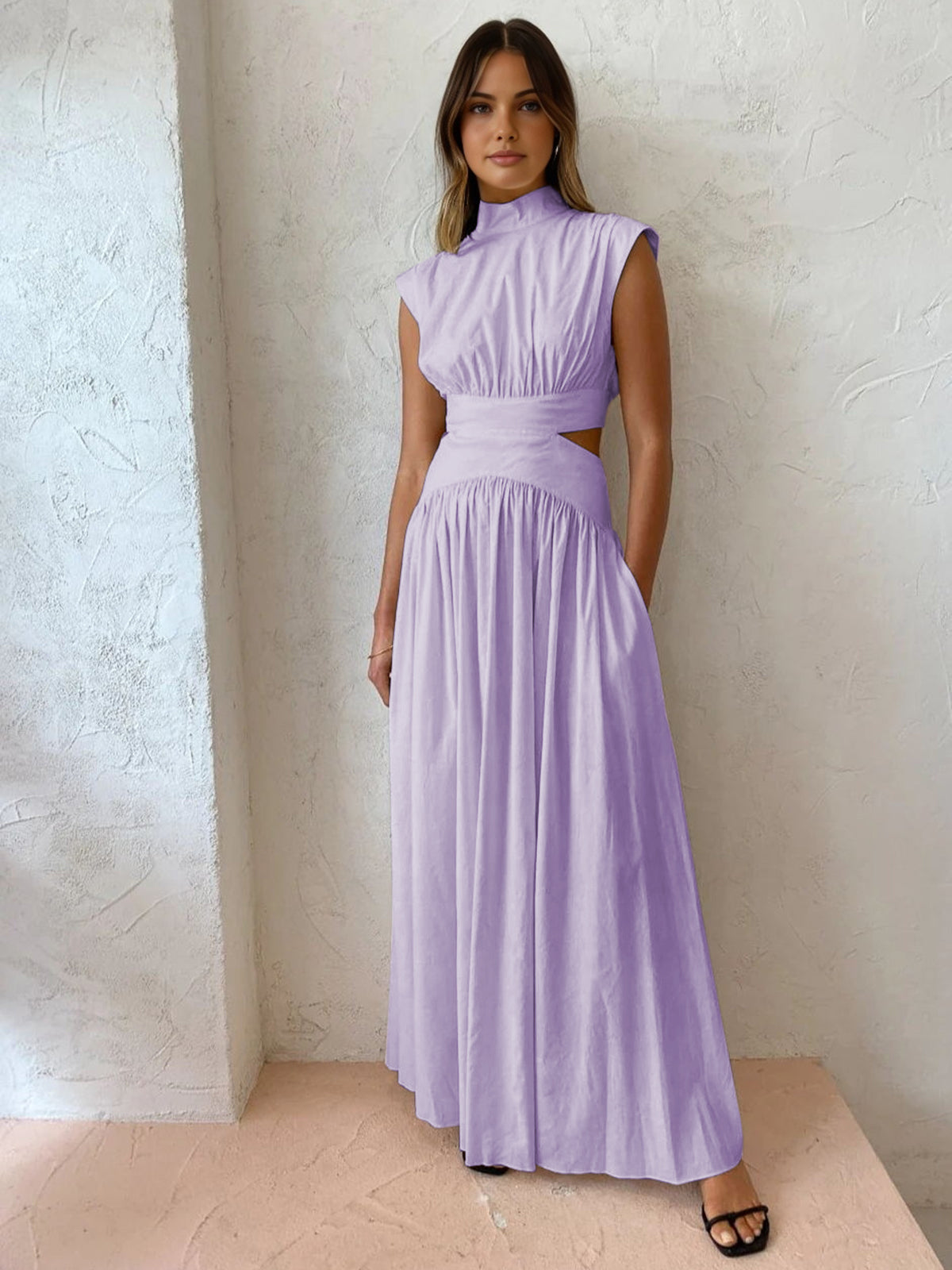 Ellie Mock Neck Comfortable Long Dress